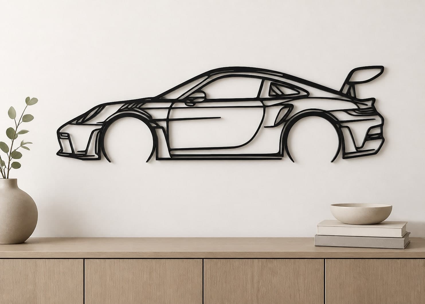 Décoration murale Porsche 911 – Profil de voiture de sport à imprimer en 3D